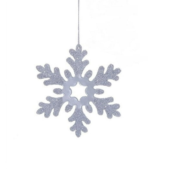 KSA 4" Métal Décoratif Argent Flocon de Neige avec Grand Centre Étoile Suspendu Ornement de Noël