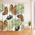 thumbnail image 1 of Cortina de ducha ABPHQTO Tela Poliéster Mariposas Flores Blancas Acuarela 160x180 cm, 1 of 1