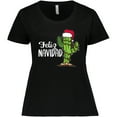 thumbnail image 3 of Inktastic Feliz Navidad Christmas Cactus in Santa Hat Women's Plus Size T-Shirt, 3 of 5