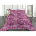 thumbnail image 2 of Ambesonne Peony Pattern Quilted Bedspread Set 3 Pcs, Watercolor Dreamy Art, King, Pale Purple Hot Pink, 2 of 4