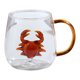 thumbnail image 1 of Taza de vidrio hecha a mano con forma de animal y planta, taza de agua, linda taza para café, leche y asa colorida., 1 of 8