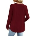 thumbnail image 4 of Long Sleeve Shirts for Women Fall Sweater Tops Dressy Casual Blouses Pleated V Neck Tunic Tops for Leggings, 4 of 5