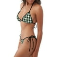 thumbnail image 2 of Japuie Green White Christmas Tree Lumberjack Plaid Print Women's Two Piece Bikini Swimsuit, Sexy Triangle Top Bathing Suits,String Cheeky Bikini Sets for Beach or Pool -XX-Large, 2 of 5