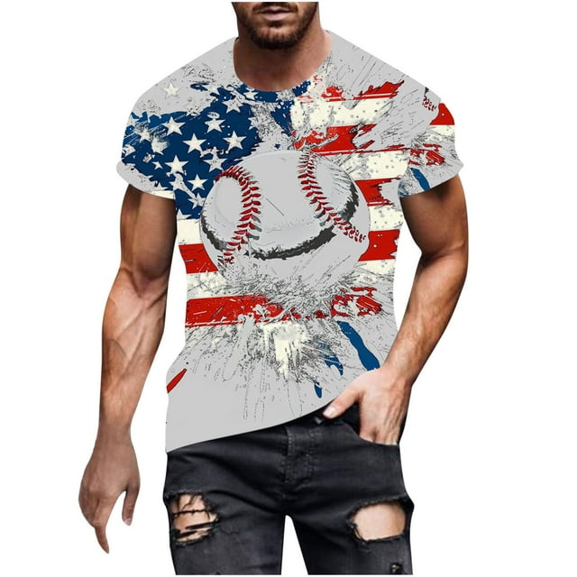 Camisetas Casuales Impresas de Manga Corta en el Patrón de Rayas, Camisetas Ligeras de Algodón a Rayas para Hombres