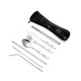 thumbnail image 1 of braveheart Stainless Steel Set Folding Portable Lunch Dinnerware Kit Reusable Rustproof Fork Spoon Chopsticks for Travel Picnic Black Black, 1 of 6