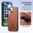 thumbnail image 5 of Designed for iPhone 15 Plus Classic Case, Slim Leather Luxury Business PU Non-Slip Texture Grip Shockproof Bumper Protective Phone Cover Men Women For iPhone 15 Plus,Brown, 5 of 8