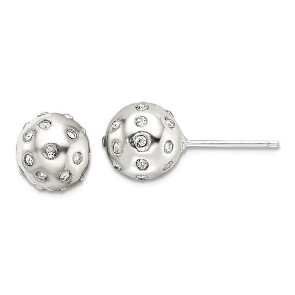 925 Sterling Silver Polished Cubic Zirconia 8.5mm Ball Stud Earrings 6.5x6.5mm Wide Ball Earring for Women