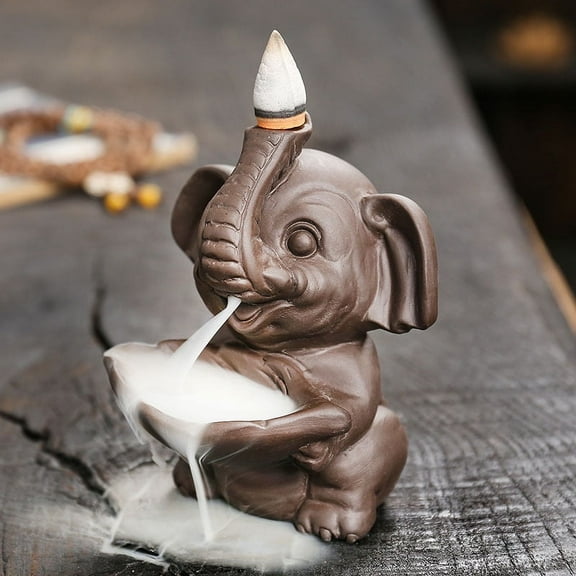 Elephant Backflow Incense Burner, Flowing Smoke Incense Stick Holder, Reverse Flowing Censer Waterfall Burner for Meditation, Tea Room, Home Desktop Ornament