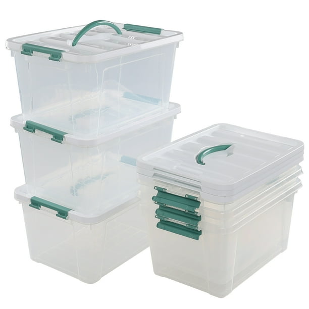 Ggbin 6Pack 14 Quart Latching Box with Handle, Clear Plastic Storage