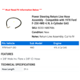thumbnail image 2 of Power Steering Return Line Hose Assembly - Compatible with 1978 Ford F-250 4WD 4.9L 6-Cylinder GAS, 2 of 2