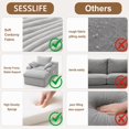 thumbnail image 5 of SESSLIFE 65" Oversized Chaise Lounge Chair Indoor, Corduroy Boneless Sofa Bed with Wide Armrest 3 Pillows, Upholstered Cloud Sofa Couches for Living Room, No Assembly Require, Light Gray, 5 of 7