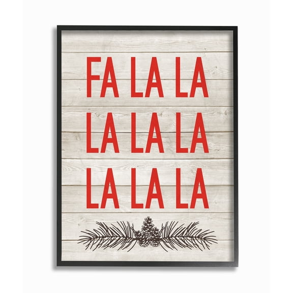 Stupell Christmas Deck the Halls Fa La La Framed Giclee Texture Art 11 x 14