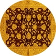thumbnail image 1 of Ahgly Company Machine Washable Indoor Round Abstract Yellow Modern Area Rugs, 3' Round, 1 of 4