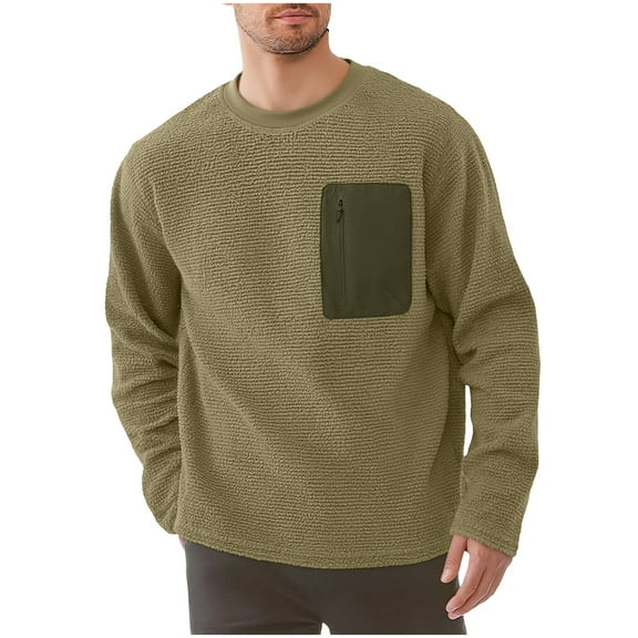 Men's Winter Tops Regular Fit Long Sleeve Winter Thermal Comfy Sweater Solid Color Casual Crewneck Pullover (XL, Green 01)