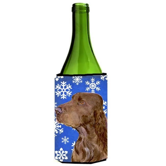 Field Spaniel Winter Snowflakes Holiday Wine bottle sleeve Hugger - 24 oz.