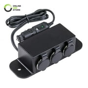 Online LED Store Automotive DC Power Outlet Extension [Heavy Duty] [12V-24V] [10 Amp] [In-Line Fuse] [Plug-N-Play] Car Triple Socket Cigarette Lighter Plug Switch Box