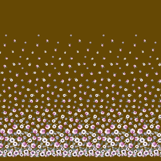 Soimoi Moss Georgette Fabric Leaves & Anemone Flower Panel Decor Fabric Printed Yard 42 Inch Wide