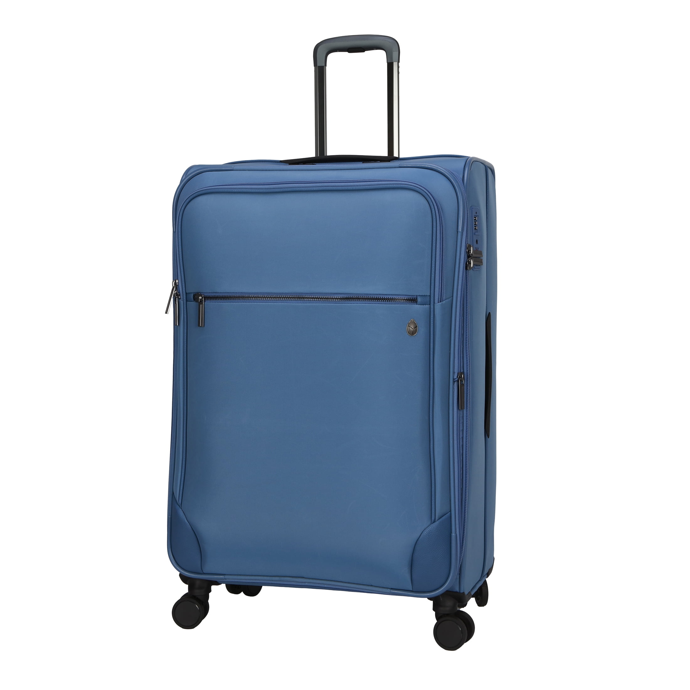 btL 28-inch Checked Expandable Nylon Softside Upright Luggage With 360-Spinner Wheels and Divider Pockets, Blue Shadow