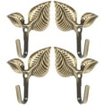 thumbnail image 5 of Retro Iron Hook 4Pcs Vintage Leaf Design Wall Hooks for Coats, Bags, Towels - Rustic Home Decor Golden Finish, 5 of 7
