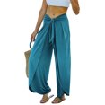 thumbnail image 2 of Txlixc Pantalones de cintura media para mujer, pantalones de pierna ancha divididos de color sólido, pantalones largos con cinturón ajustable Txlixc Moda, 2 of 5