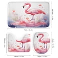 thumbnail image 3 of 4 Pcs Shower Curtain Sets with Non-Slip Rugs Toilet Lid Cover And Bath Mat Watercolor Illustration Of A Flamingo In A Pool Waterproof Personality Pattern Bath Curtain Tropical Flowers Flamingo, 3 of 8