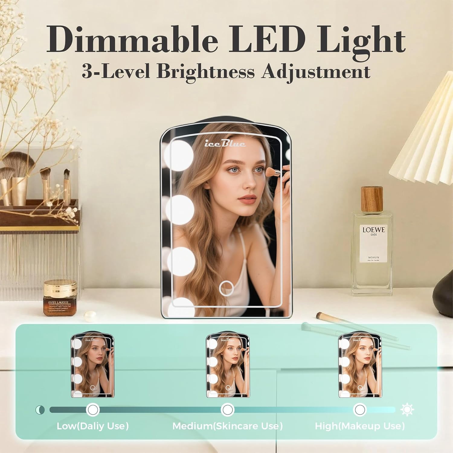 Fridge with LED Mirror, 4L Skincare & Beverage Cooler for Bedroom Car Office Dorm