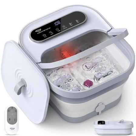Alljoy Collapsible Foot Spa with Massager and Heat, Foot Bubble Bath Tub with 6 Massage Rollers, Foot Soak Tub with Heater