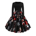 thumbnail image 1 of Vestido de Navidad de manga larga para mujer, bata Vintage, Swing Pinup, elegante, estampado informal, negro, invierno, 50S, 60S, 1 of 5