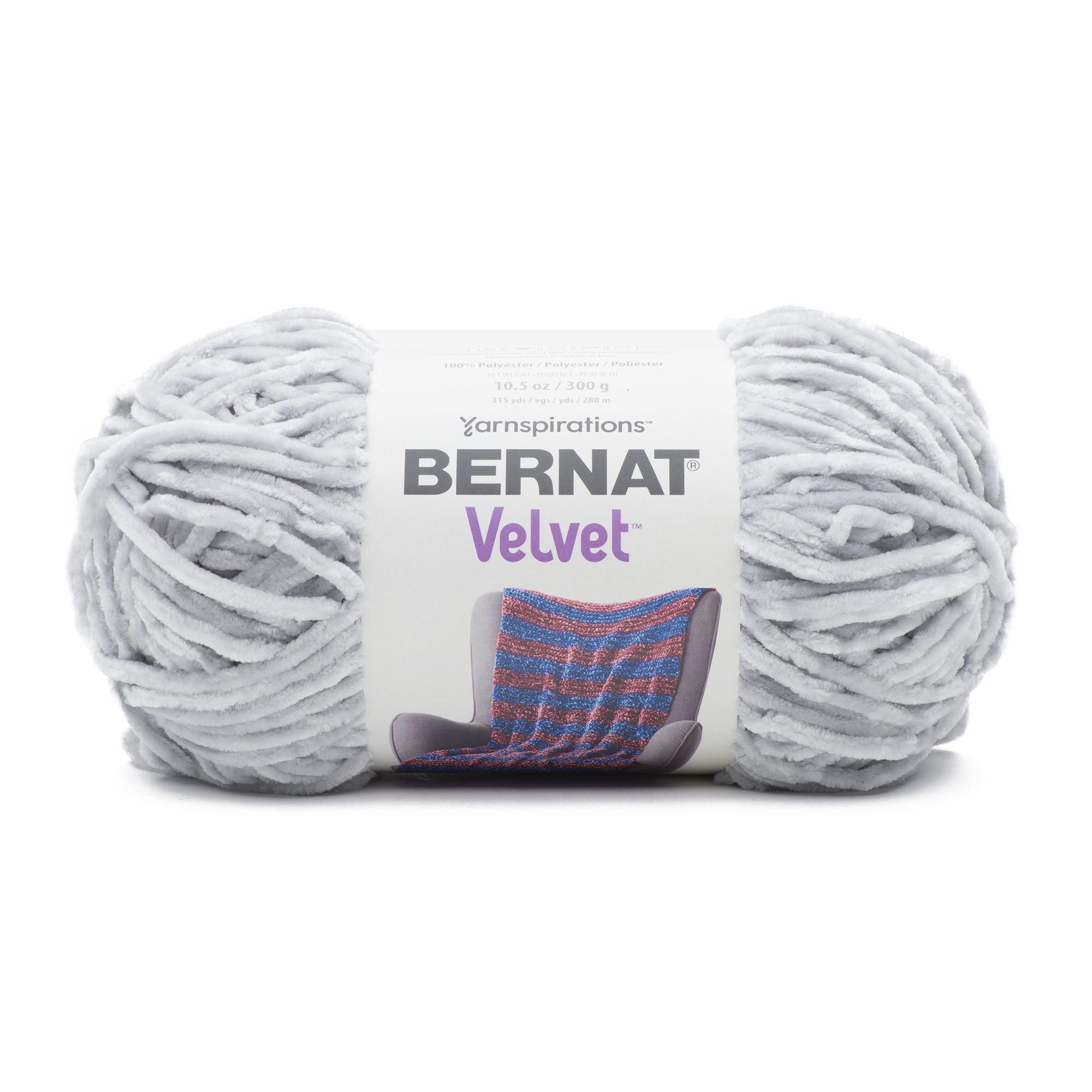 Bernat Velvet Yarn, Misty Gray, 10.5oz(300g), Bulky, Polyester