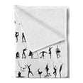 thumbnail image 2 of Gymnastics Soft Flannel Fleece Throw Blanket, Olympic Competition Themed Silhouettes Pattern with Ribbons and Podium, Cozy Plush for Indoor and Outdoor Use, 60" x 80", Black and White, by Ambesonne, 2 of 5