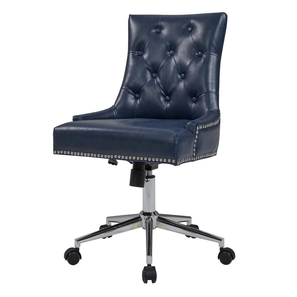 Leather Office Chair, Vintage Blue