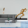 thumbnail image 2 of Escultura de hoja de metal, estatua abstracta de corredor, figura de personaje, centro de mesa, material de resina de hierro, adecuada para sala de es, 2 of 8