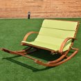 thumbnail image 2 of Costway Patio Wood 2 Person Rocking Lounge Chair Slat Porch Furni W/ Cushion, 2 of 7