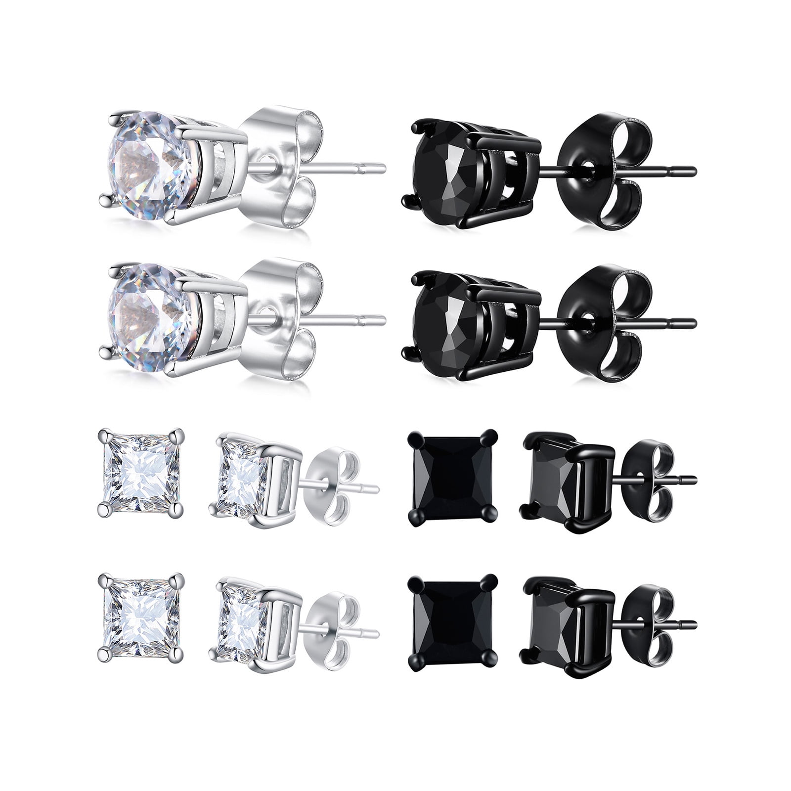 Vnox Cubic Zirconia Earrings Studs, Stainless Steel CZ Stud Earrings