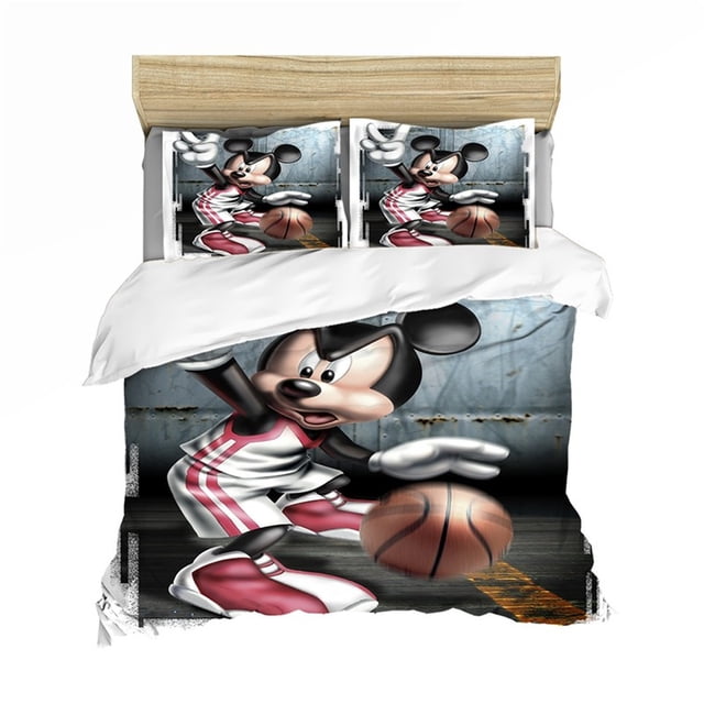 Cartoon Bedding Set Mickey Minnie Duvet Cover Queen King Size White Soft Home Textile Student Child Couple Bed Set