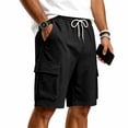 thumbnail image 6 of Dwelliawo Mens Cargo Shorts Stretchy High Waisted Drawstring Outdoor Hiking Shorts Fishing Camping Sports Work Short with Pockets Black 3xL, 6 of 6