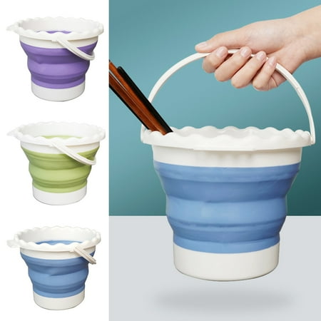

Xinhuadsh Watercolor Bucket Strong Load Bearing Multifunctional Portable Reinforced Handle Anti-fall Hold Paintbrush Silicone Foldable Design Pen Cleaner Bucket Studio Supply