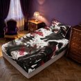 thumbnail image 2 of Manfei Japanese Samurai Dragon Animals Twin Fitted Sheet,Cherry Blossom Bedding,Red Gray,2pcs,1 Fitted Sheet and 1 Pillowcase, 2 of 6