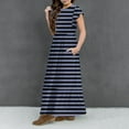 thumbnail image 7 of Summer Beach Dresses for Girls Size 6-12 Ruffle Short Sleeve Toddlers Kids Trendy Crewneck Stripe Printed Comfort Long Maxi Dress, 7 of 7