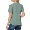 thumbnail image 5 of Purcolt Womens Embroidery Eyelet Blouses Dressy Casual Square Neck Button Short Sleeve T Shirts Summer Beach Loose Fit Tee Tops, 5 of 9
