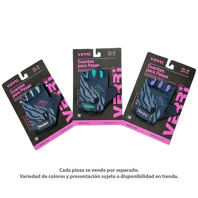 Guantes para Pesas para Mujer Verri Talla Chica Varios Colores 1pza