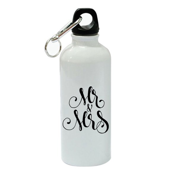 Mr. & Mrs. White Aluminum Sports 20 oz Water Bottle