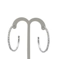thumbnail image 2 of X & O Women's Silver Plated 35mm J-Hoop Earrings with White Crystals, 2 of 8