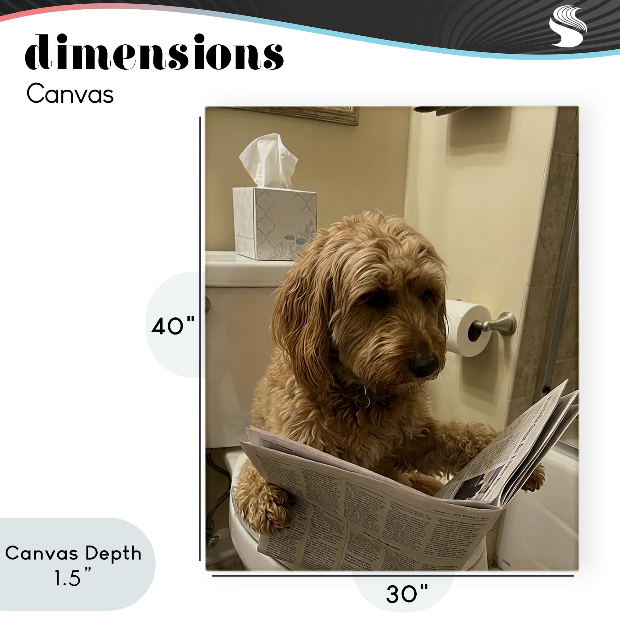 Stupell Industries Dog & Paper on Toilet Canvas Wall Art, design by Abigail Walker