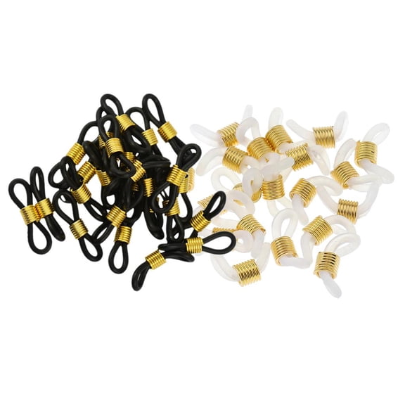 45pc Ends Rubber Loop for Eyeglasses Chain Strap Holder Findings Black White