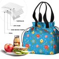 thumbnail image 4 of Pioneer Flower Floral Print Pattern Drawstring Lunch Bag Women - Drawstring Lunch Bag Insulated for Work Office - Stain-Resistant Large Lunchbags for Women with Multi-Pockets, 4 of 6