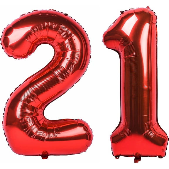 40 inch red big number 21 birthday party decoration foil polyester film balloons anniversary party wedding baby shower for girls and boys digit 21