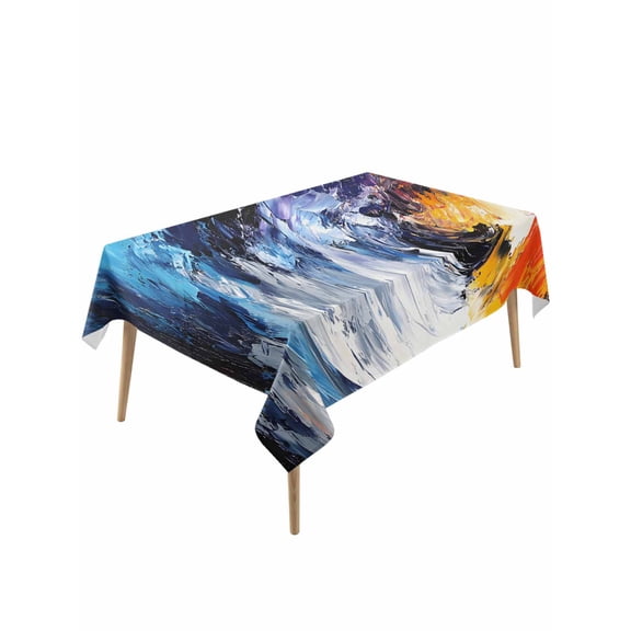 Oil Painting Table Cloth, Modern Abstract Colorful Smear Aesthetic Waterproof Tablecloth for Rectangle Tables, Reusable Washable Fabric Table Cover for Restaurant Kitchen Dining Tables 60"x120"