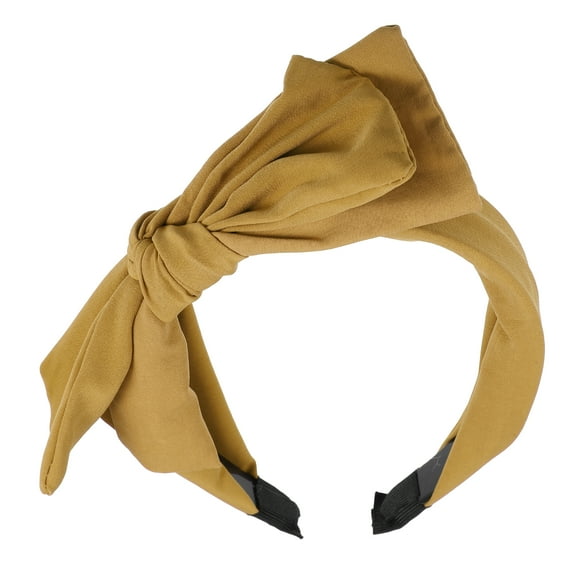 Unique Bargains Big Bowknot Headband Hairband for Women Khaki 1.2 Inch Wide 1 Pcs