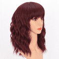 thumbnail image 2 of Perruque Cheveux Synthétiques Ondulés Courts Perruque Cheveux Bouclés Courts avec Frange Mode Perruque Cos pour Femmes, 2 of 6